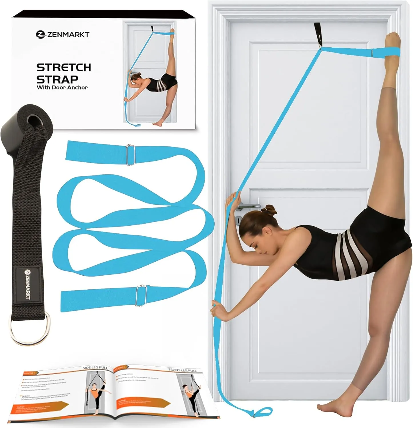 Stretching Strap With Door Anchor - Stretching Equipment to Improve Legs Flexibility - Splits Trainer For Home Ideal In Ballet, Dance, Cheerleading, Taekwondo, Yoga, Pole Dancing & Gymnastics