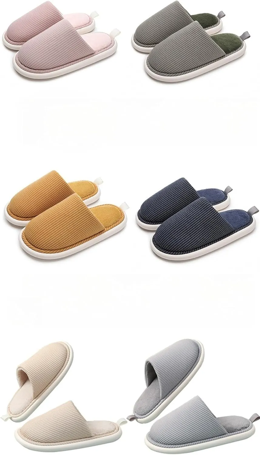 Striped anti slip flat cotton slippers Ladies and gentlemen's home slippers, warm plush cotton slippers