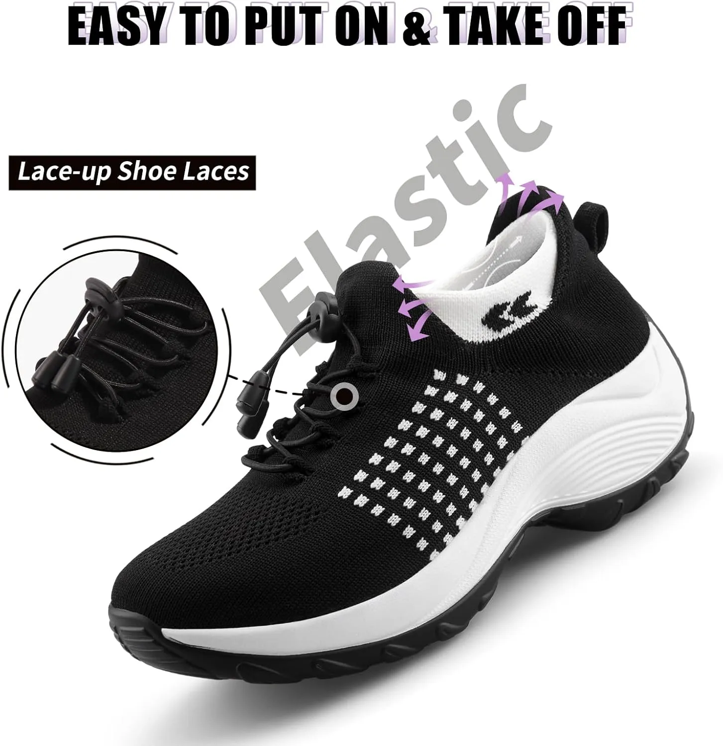 STUNAHOME Orthopedic Sneakers Breathable Women Walking Shoes Slip on Trainers Women's Comfortable Casual Ladies Athletic Shoe Thick Bottom