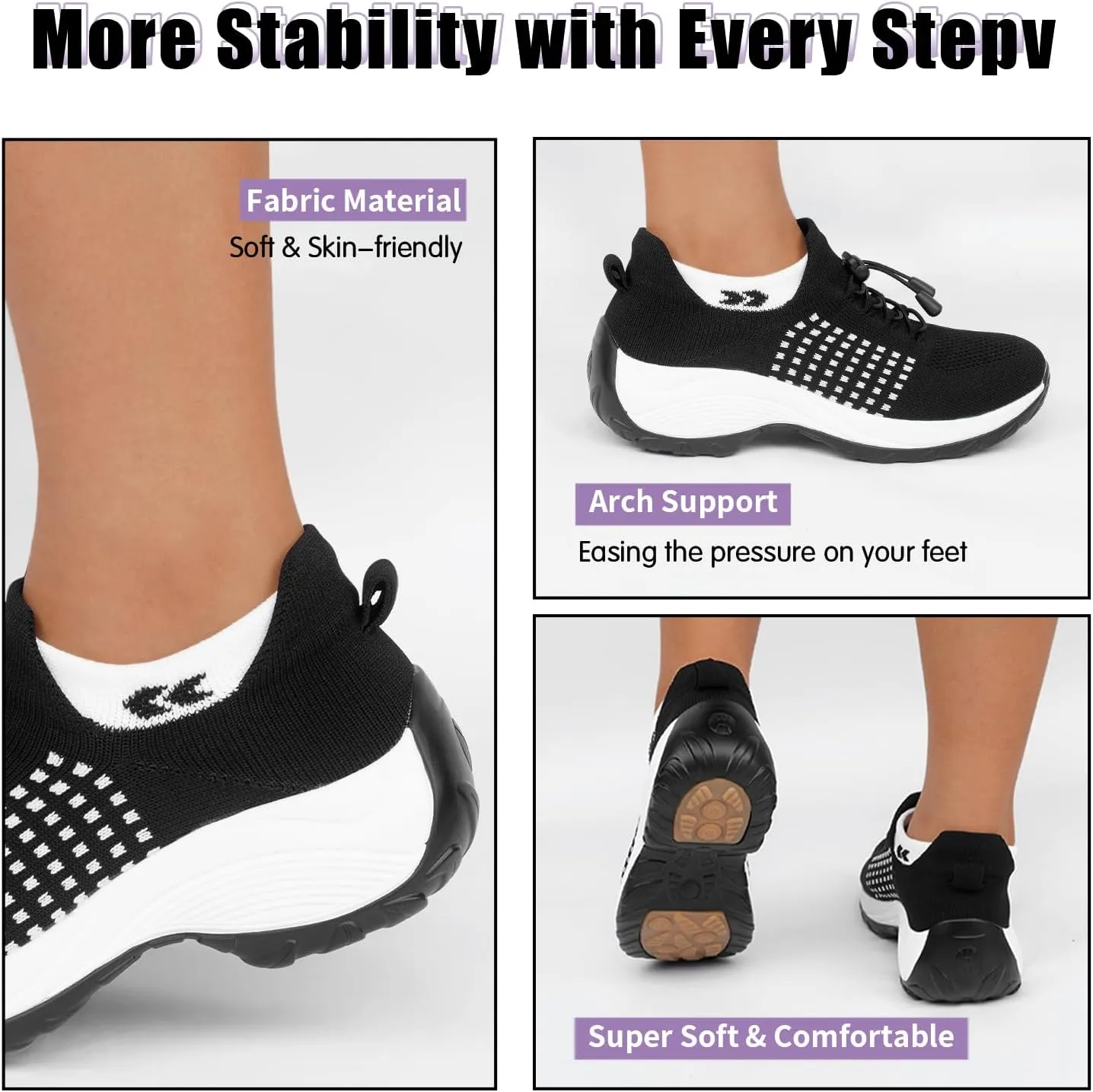 STUNAHOME Orthopedic Sneakers Breathable Women Walking Shoes Slip on Trainers Women's Comfortable Casual Ladies Athletic Shoe Thick Bottom
