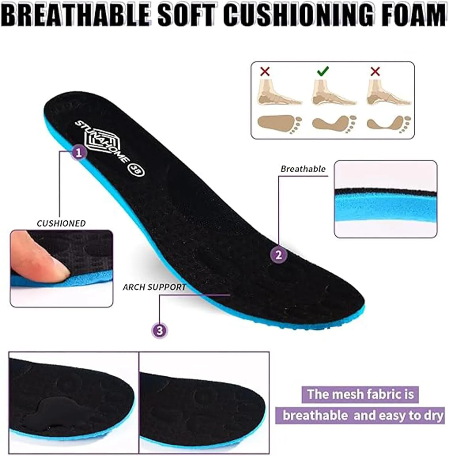 STUNAHOME Orthopedic Sneakers Breathable Women Walking Shoes Slip on Trainers Women's Comfortable Casual Ladies Athletic Shoe Thick Bottom