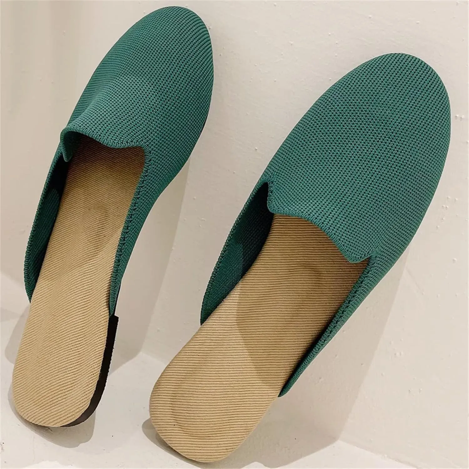 Stunner Women's Mules Shoes Breathable Kintted Round Toe Backless Slides Mules Shoes