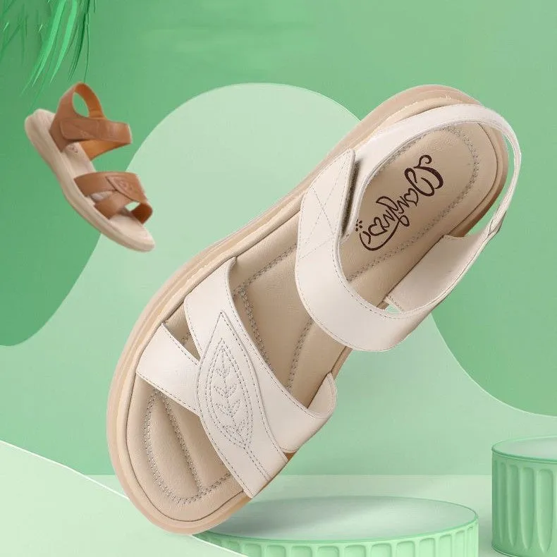 SturdyGrip Cow Tendon Flat Sole Sandals - Anti-Slip Comfort with Style