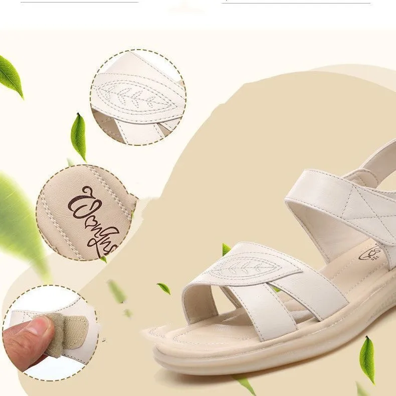 SturdyGrip Cow Tendon Flat Sole Sandals - Anti-Slip Comfort with Style