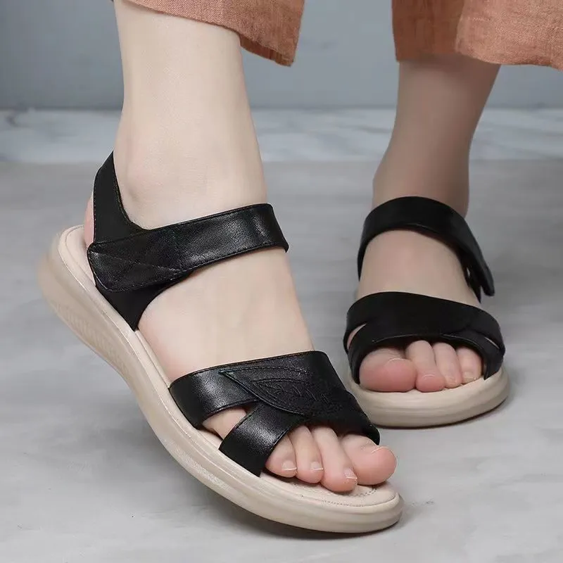 SturdyGrip Cow Tendon Flat Sole Sandals - Anti-Slip Comfort with Style