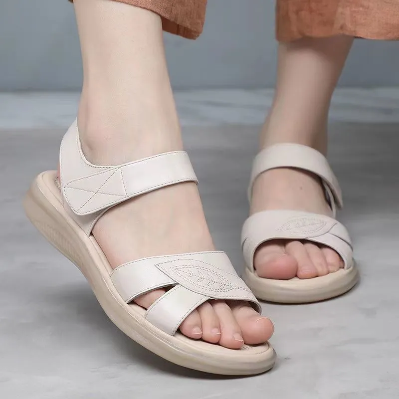 SturdyGrip Cow Tendon Flat Sole Sandals - Anti-Slip Comfort with Style