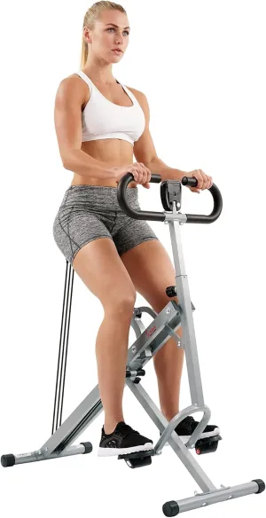 Sunny Health & Fitness Row-N-Ride Squat Assist Trainer, Foldable & Easy Setup Exercise Equipment w/Adjustable Resistance, Home Gym Training Machine for Arm, Glute & Leg Workout, Optional in Colors