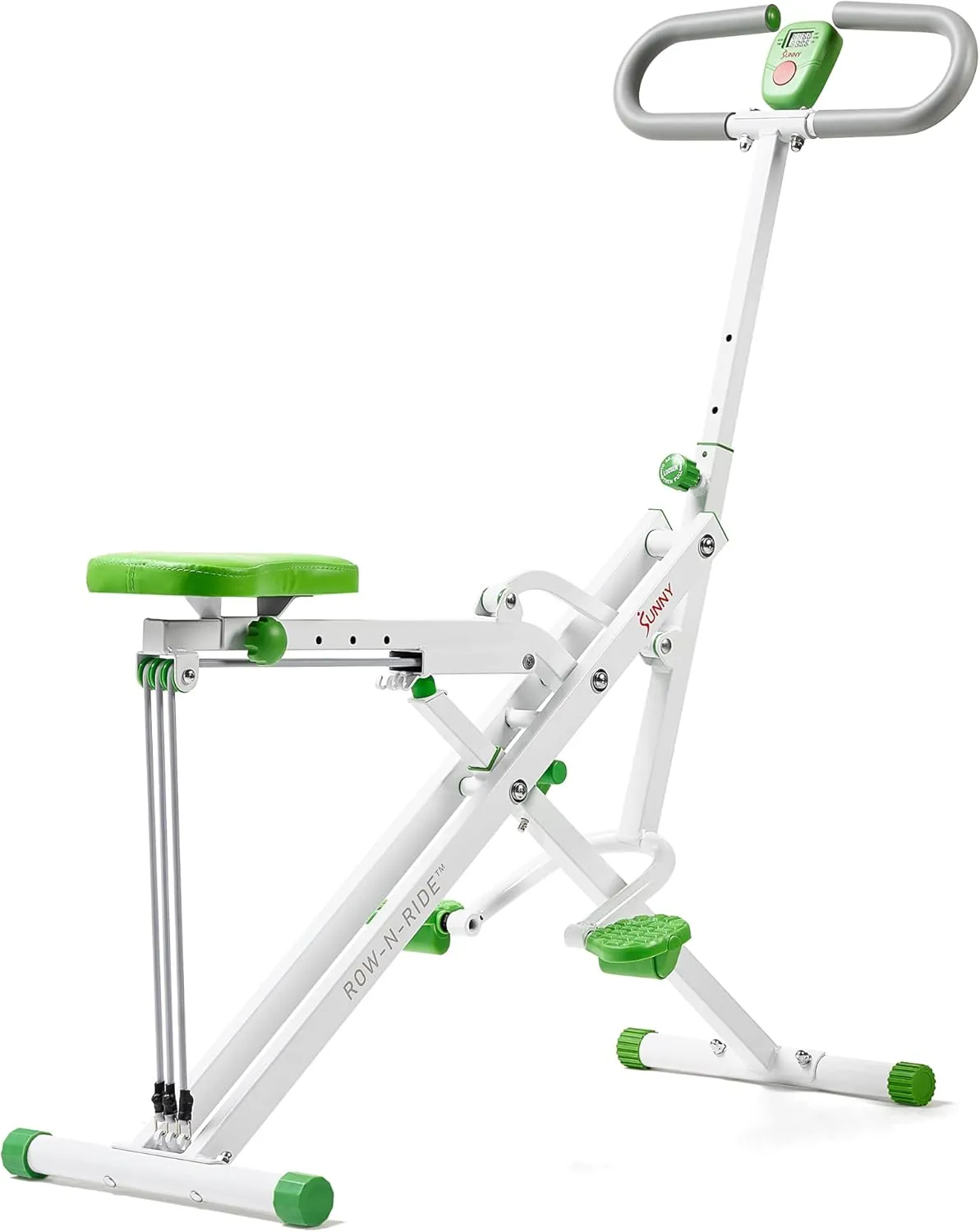 Sunny Health & Fitness Row-N-Ride Squat Assist Trainer, Foldable & Easy Setup Exercise Equipment w/Adjustable Resistance, Home Gym Training Machine for Arm, Glute & Leg Workout, Optional in Colors
