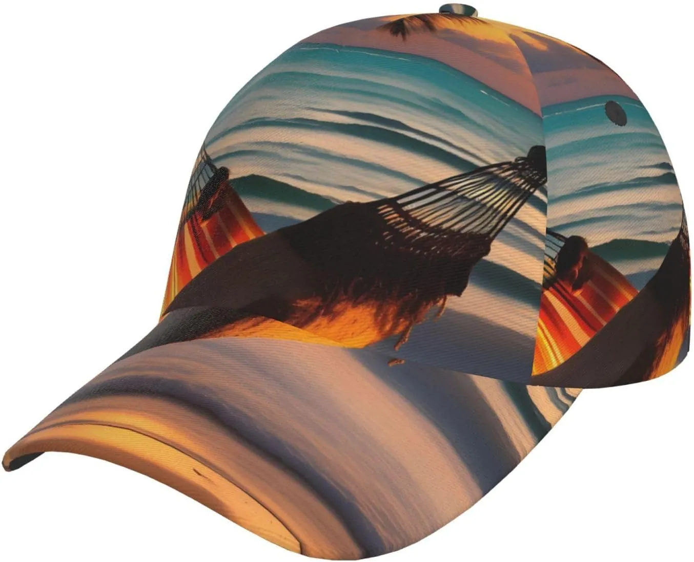 Sunset Beach Hammock Baseball Cap,Adjustable Baseball Cap,^^Sports Cap,Breathable,Washable,Suitable for Both Men and Women Black