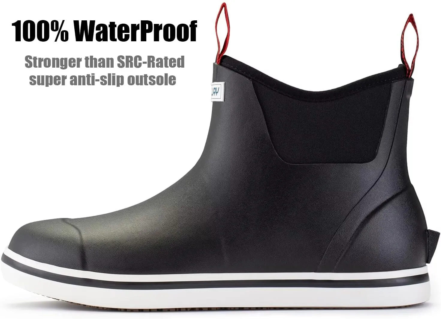 SUREWAY Men's Deck Boots Professional Non-Slip Fishing & Ankle Boating Boot Waterproof Rain Boots, Lightweight Neoprene Rubber Deck Boots