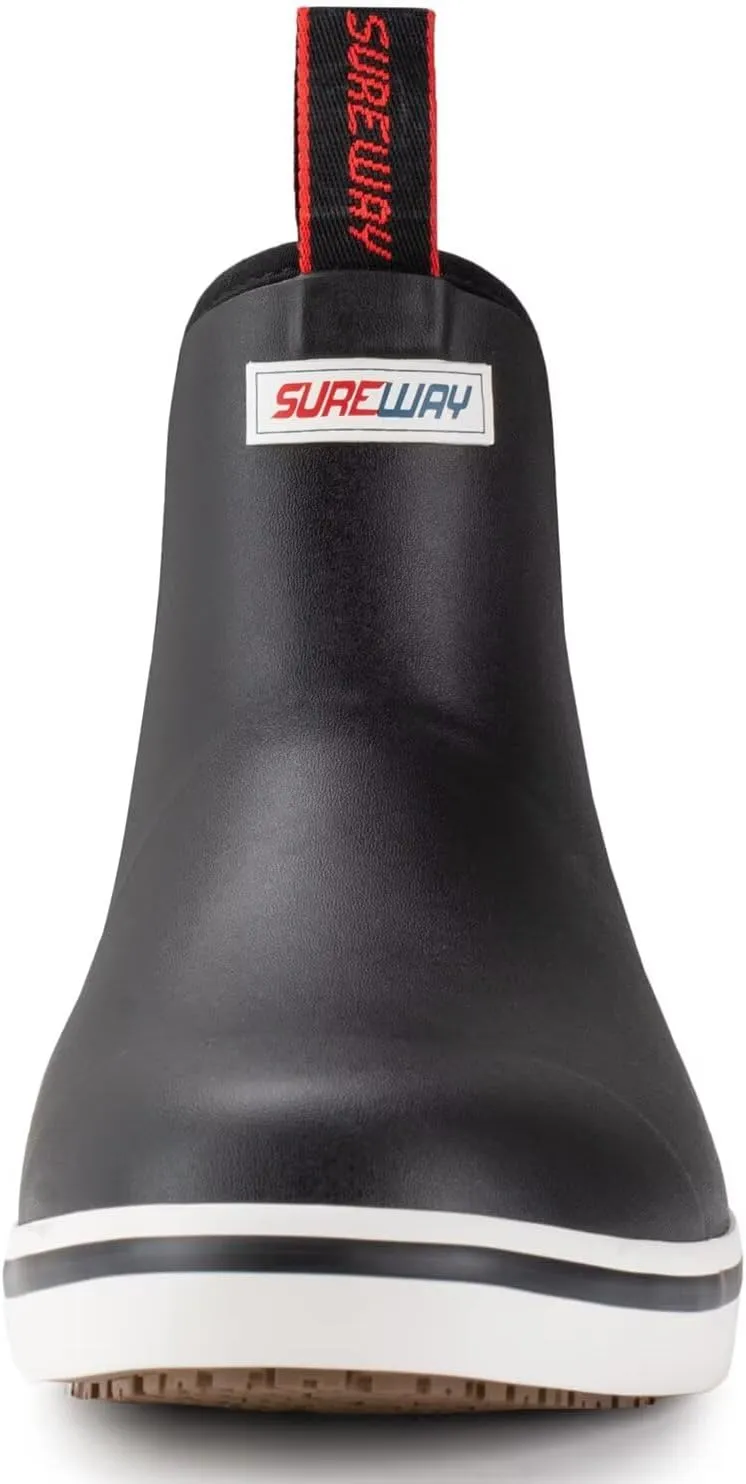 SUREWAY Men's Deck Boots Professional Non-Slip Fishing & Ankle Boating Boot Waterproof Rain Boots, Lightweight Neoprene Rubber Deck Boots