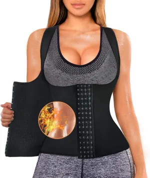 Sweat Waist Trainer Girdle Workout Sauna Tank Top Vest for Women Weight Loss Exercise, Double Tummy Slimmer