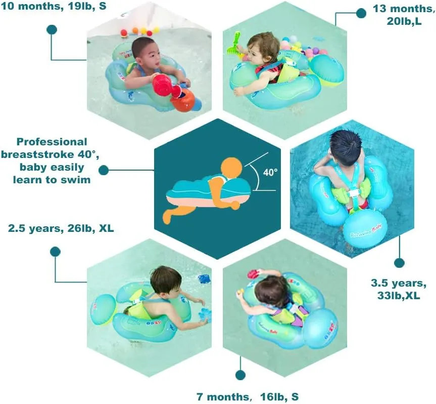Swimming Ring with Adjustable Seat Pocket,Baby Swimming Pool Floats,Removable Floating Ball,New Upgrade Baby Swim Ring for Ages 6-36 Months Infant Toddler