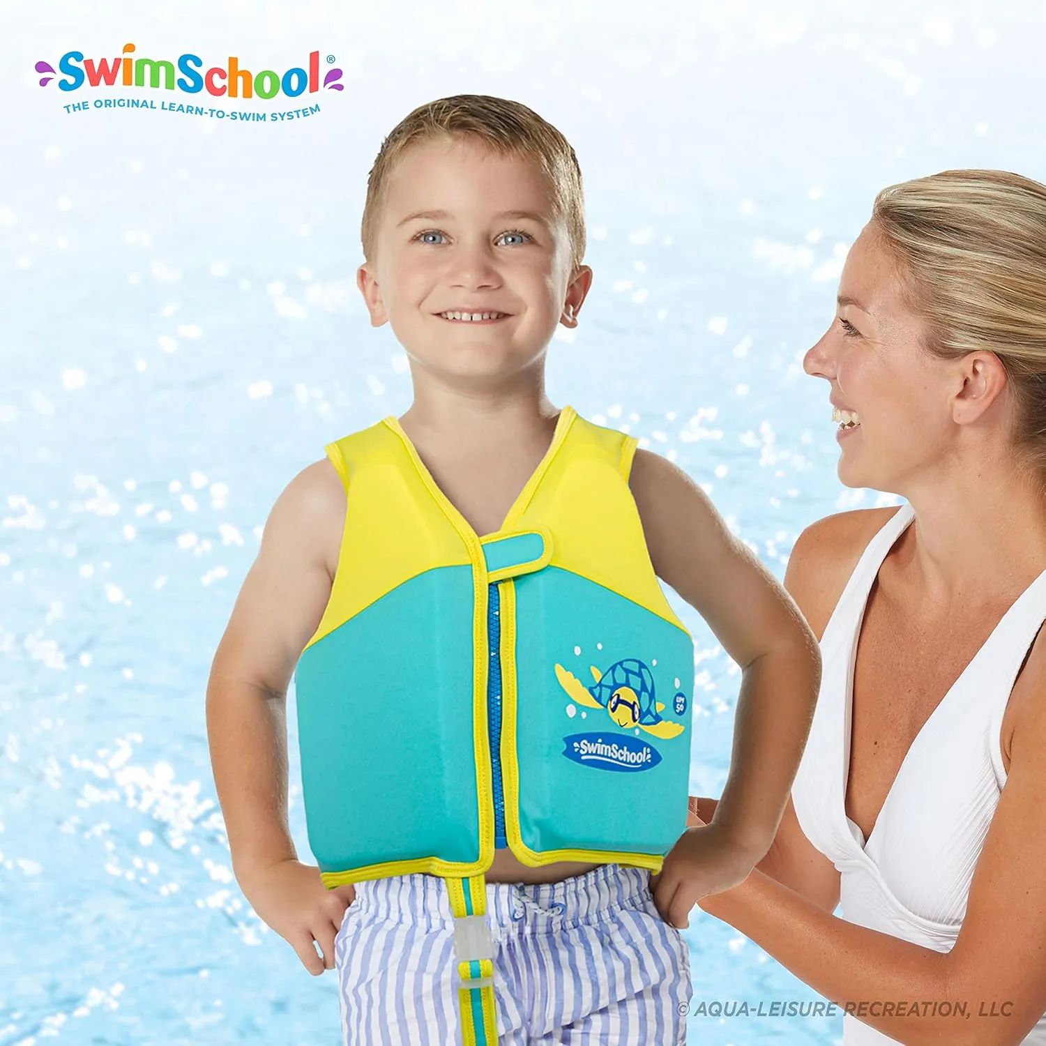 SwimSchool Kids Swim Trainer Vests for Toddlers Ages 2-6 – Boys/Girls – Multiple Colors/Styles – Learn to Swim Floaties