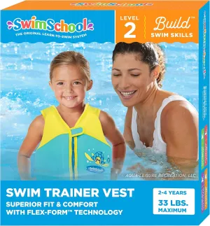 SwimSchool Kids Swim Trainer Vests for Toddlers Ages 2-6 – Boys/Girls – Multiple Colors/Styles – Learn to Swim Floaties