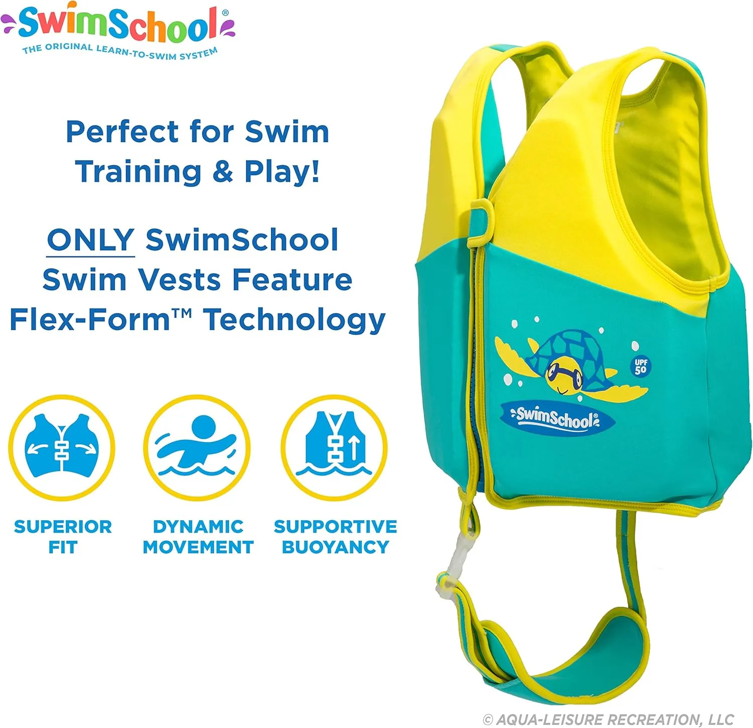 SwimSchool Kids Swim Trainer Vests for Toddlers Ages 2-6 – Boys/Girls – Multiple Colors/Styles – Learn to Swim Floaties