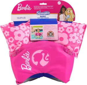 SwimWays Barbie Swim Trainer, US Coast Guard Approved Life Vest Kids Swim Vest, Arm Floaties & Life Jackets for Kids 33-55 lbs, Barbie