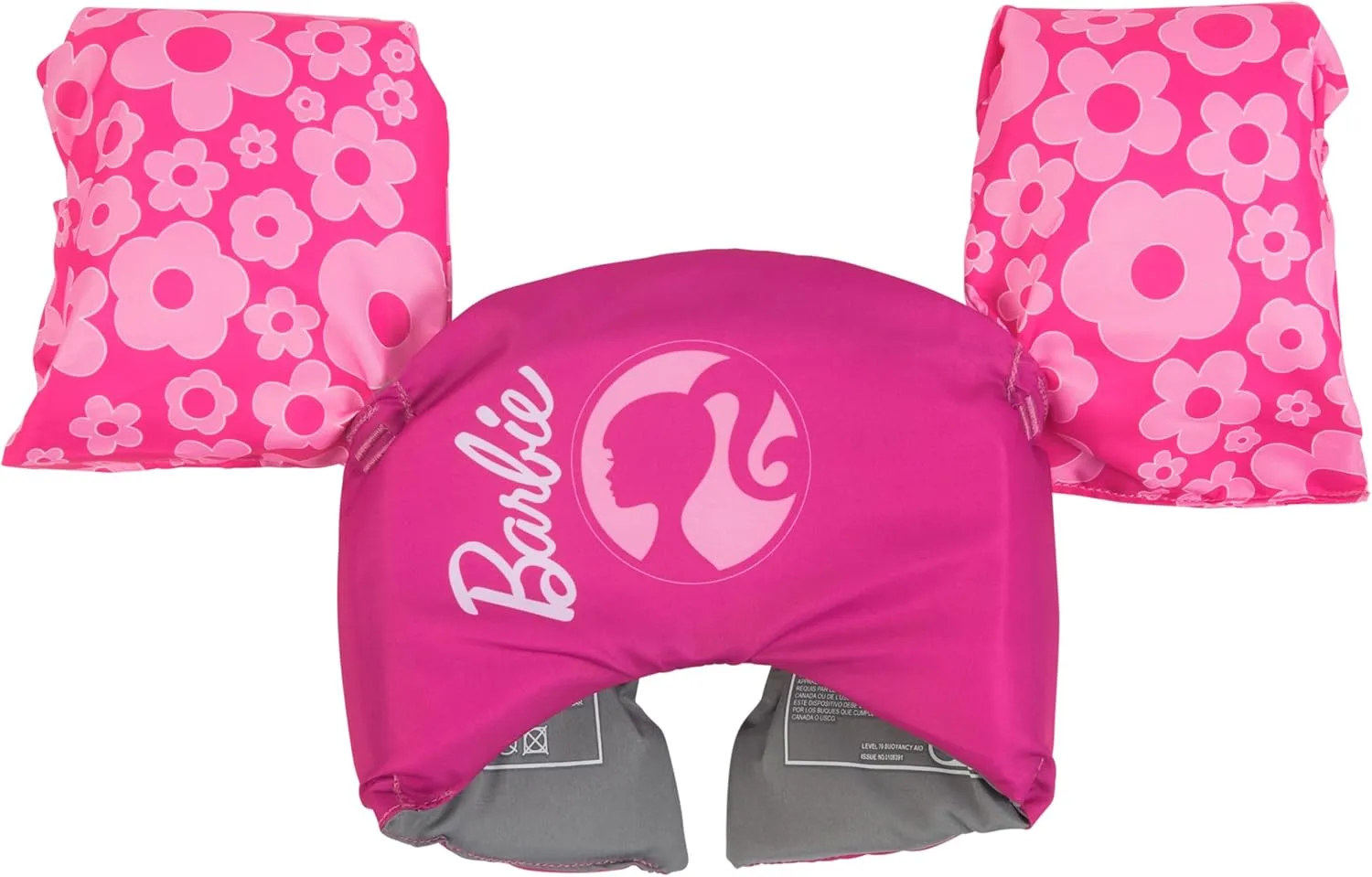 SwimWays Barbie Swim Trainer, US Coast Guard Approved Life Vest Kids Swim Vest, Arm Floaties & Life Jackets for Kids 33-55 lbs, Barbie