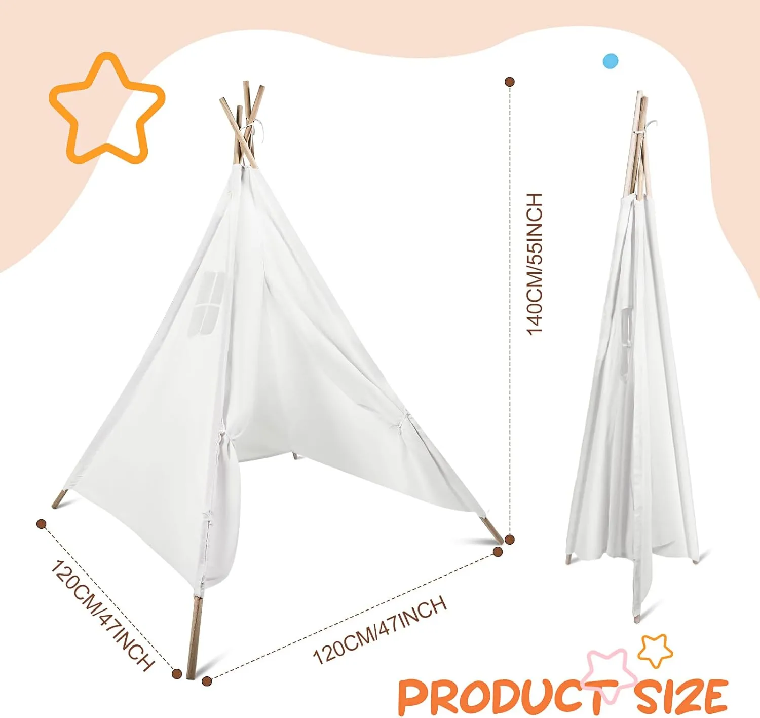 Syhood 4 Pack Kids Inflatable Bed Teepee Tent Set, Includes 4 Portable Air Mattresses, Foldable Tents, and White Flat Sheets
