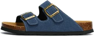 SywzX&xfybz Womens Flat Sandals with Cork Footbed Anti slip frosted leather beach slippers