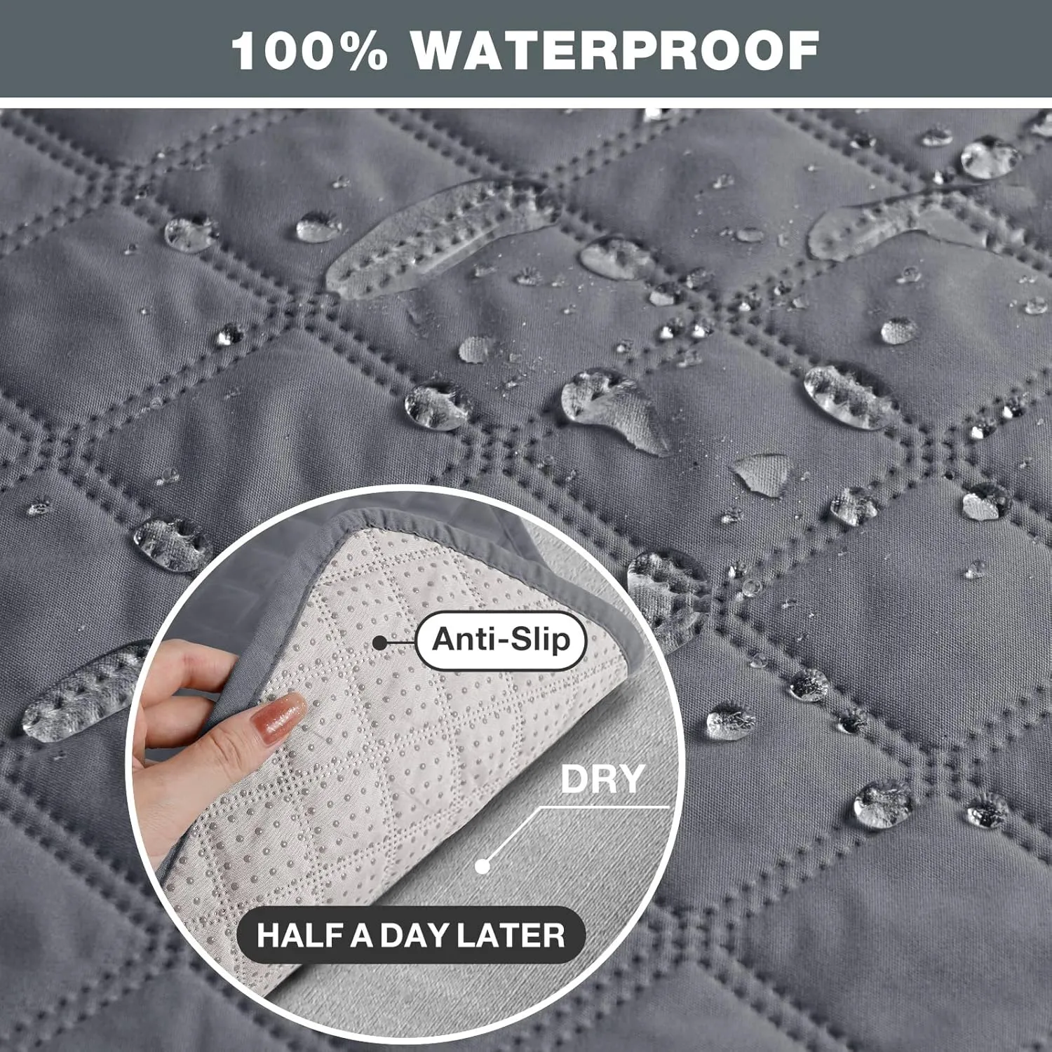 TAOCOCO Anti-Slip Recliner Sofa Cover Couch Covers for Leather Recliner Sofa, Pet Cover for Recliner Couch, Washable Reclining Sofa Covers Furniture Protector with Elastic Straps(3 Seater, Dark Grey)