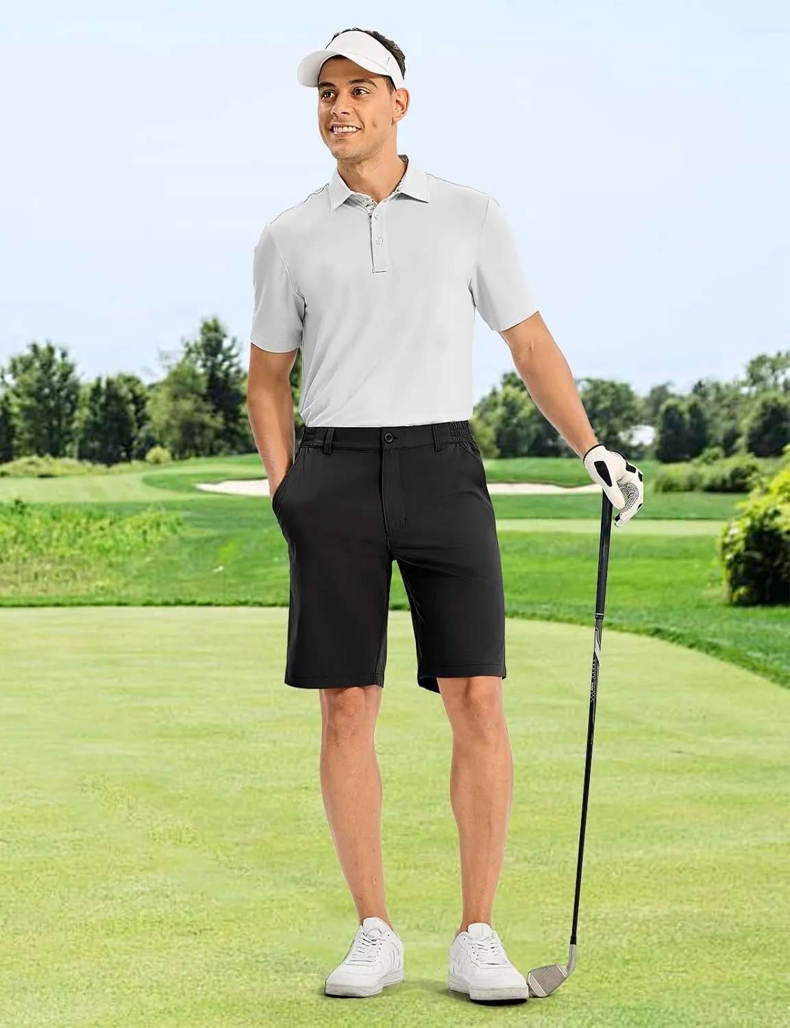 TBMPOY Men's Golf Shorts 10" Quick Dry Lightweight Stretch Dress for Flat Front Work Casual Hiking Shorts with 4 Pockets
