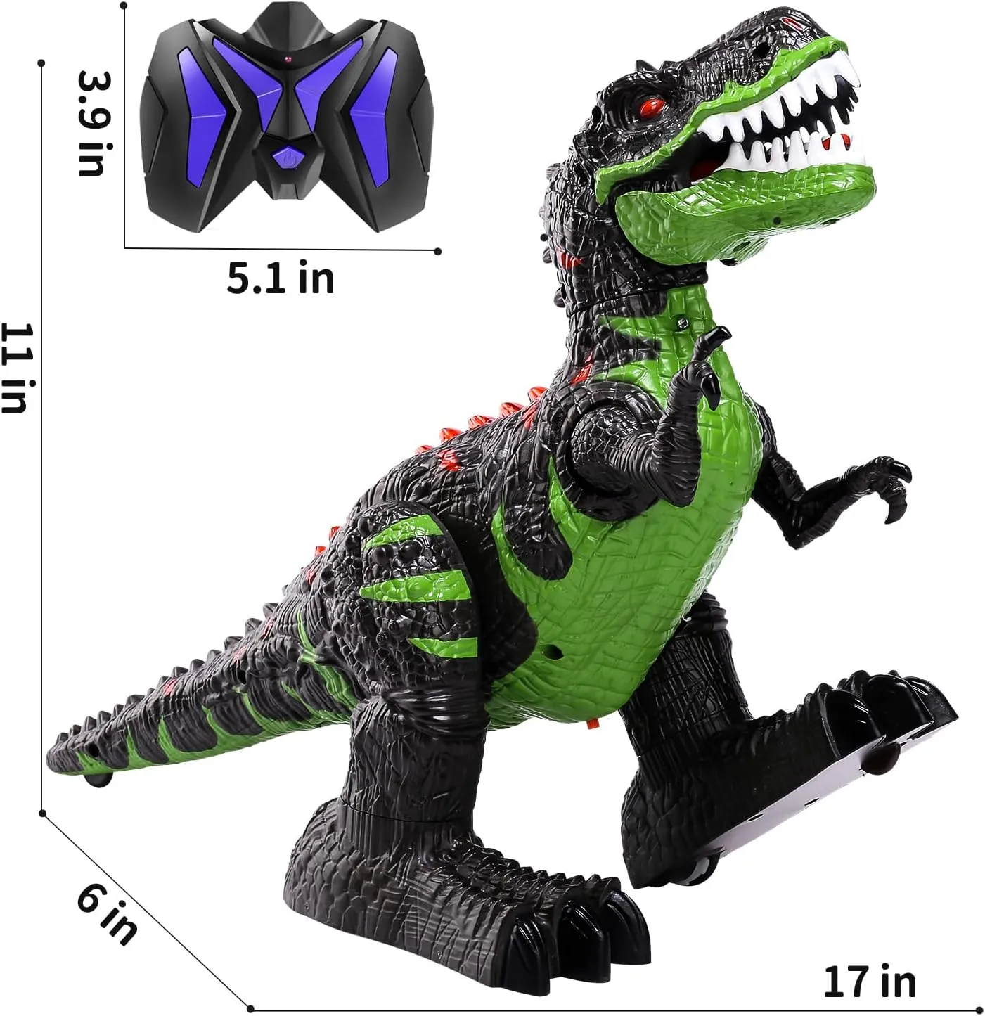 TEMI Remote Control Dinosaur Toys for Boys 3 4 5 6 7 8 Years, Electrical Stunt RC Walking Dinosaur Toy with Light and Sound, Rechargeable Battery, 360° Rotating, Birthday Toys for Kids