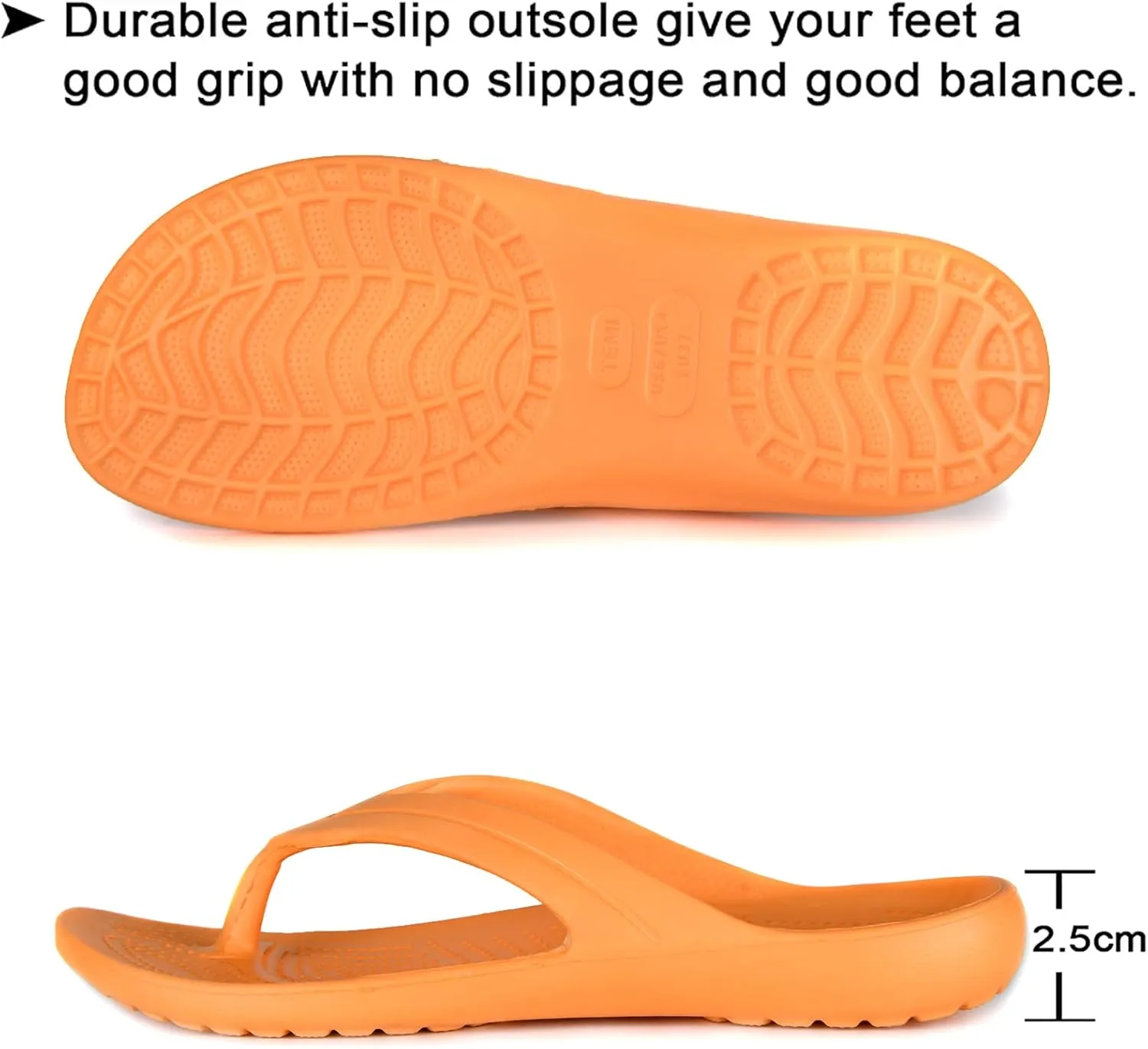 Temi Women's Flip Flops,Soft Lightweight Sandals for Women Anti Slip Casual Slippers Shower Beach Pool Bathroom Flat Slides Shoes