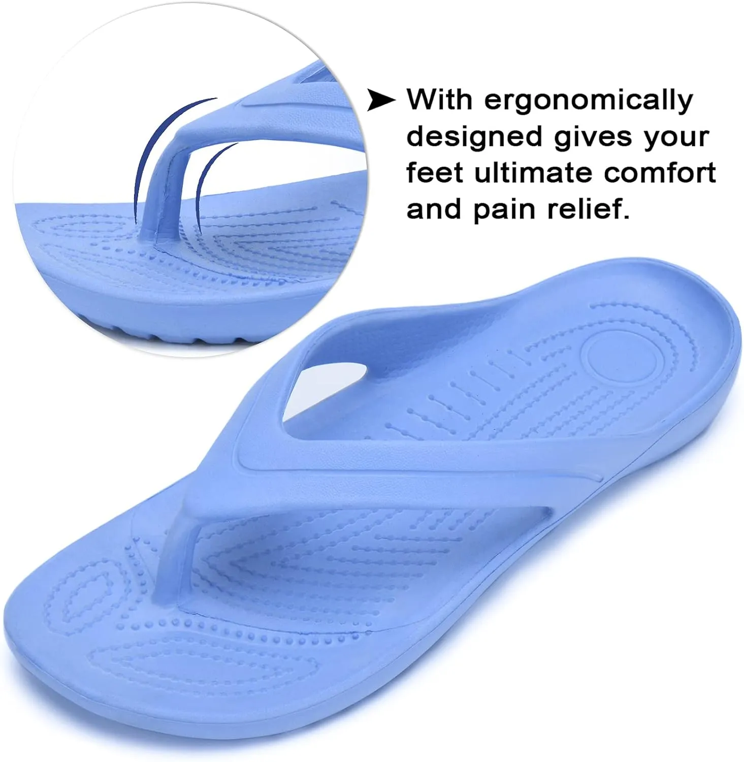 Temi Women's Flip Flops,Soft Lightweight Sandals for Women Anti Slip Casual Slippers Shower Beach Pool Bathroom Flat Slides Shoes