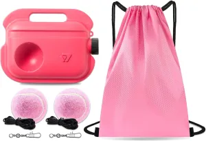 Tennis Trainer Rebounder Set(Pink)- Portable Solo Tennis Practice Equipment with 2 Rebound Balls, Waterproof Double-Shoulder Bag & Stable Base, Ideal Tennis Gifts for Adults & Kids
