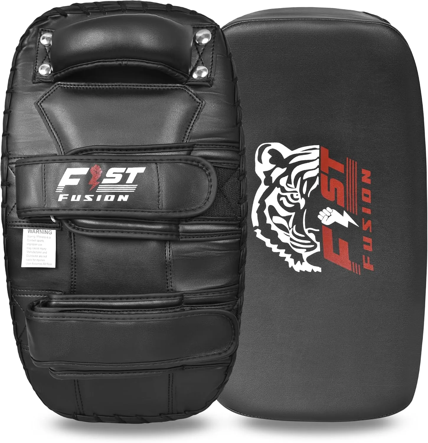 Thai Kick Boxing Pad, Professional Training Strike Shield, Black Leather, MMA Kicking Heavy Duty Curved Thai Pad x1