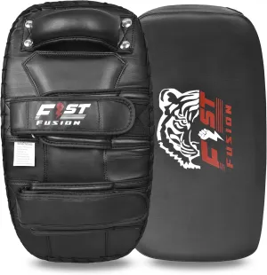 Thai Kick Boxing Pad, Professional Training Strike Shield, Black Leather, MMA Kicking Heavy Duty Curved Thai Pad x1
