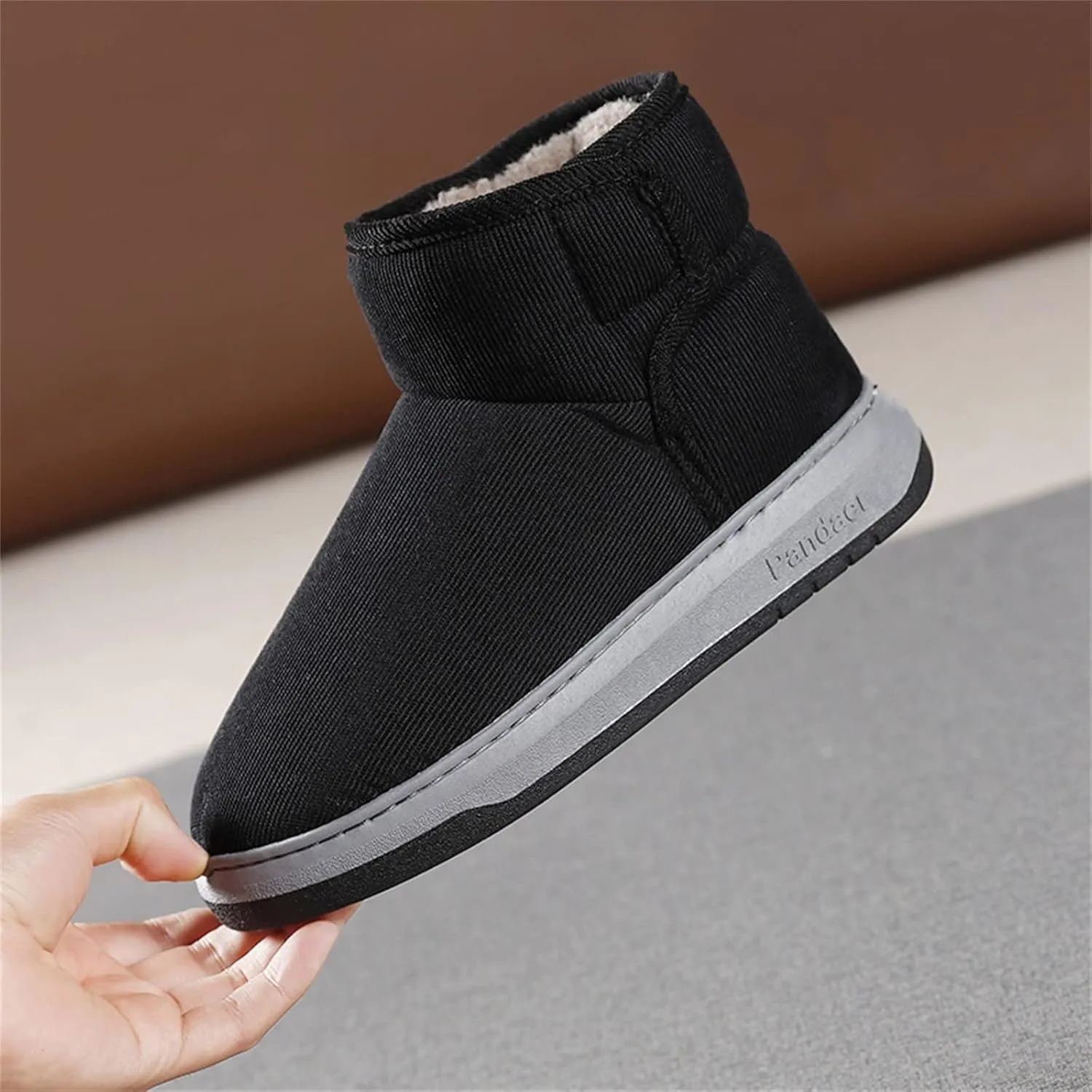 Thick Bottom Cotton Slippers for Men Plus Velvet Warm Winter Boots Lightweight Walk Boots Cold Water Proof Work Boots