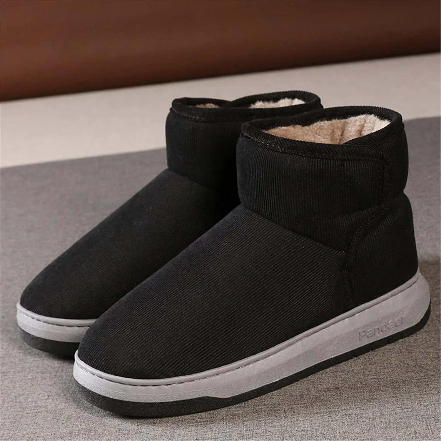 Thick Bottom Cotton Slippers for Men Plus Velvet Warm Winter Boots Lightweight Walk Boots Cold Water Proof Work Boots