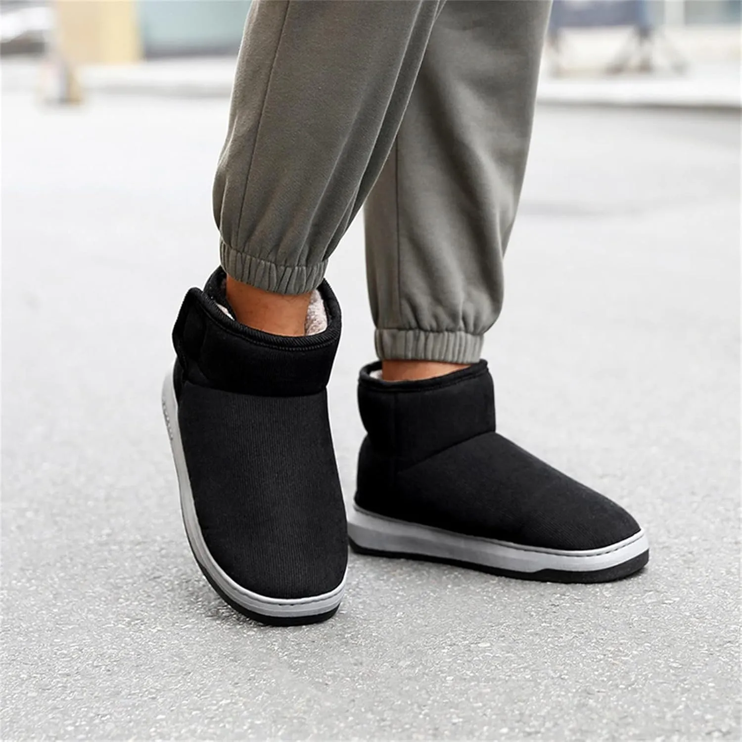 Thick Bottom Cotton Slippers for Men Plus Velvet Warm Winter Boots Lightweight Walk Boots Cold Water Proof Work Boots