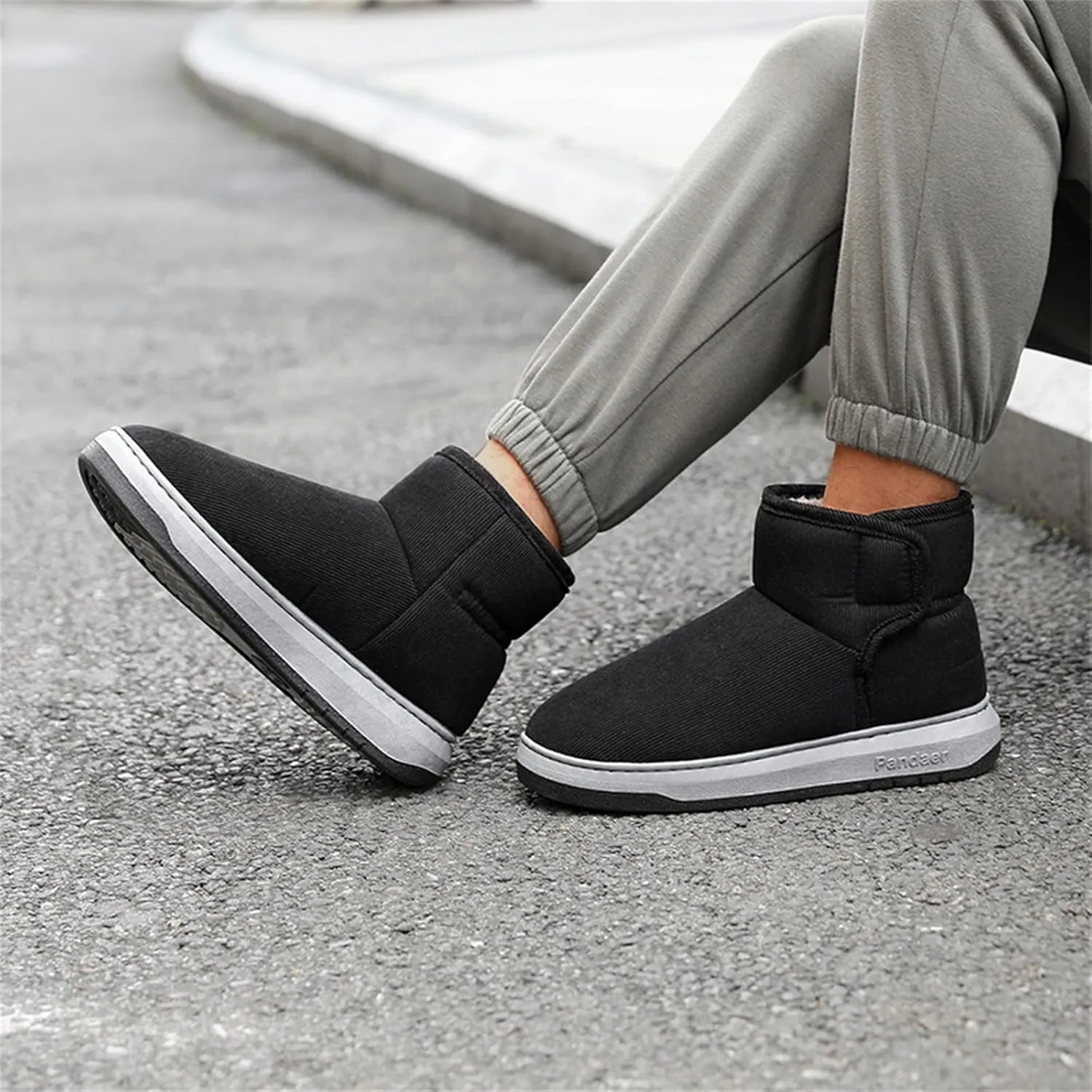 Thick Bottom Cotton Slippers for Men Plus Velvet Warm Winter Boots Lightweight Walk Boots Cold Water Proof Work Boots