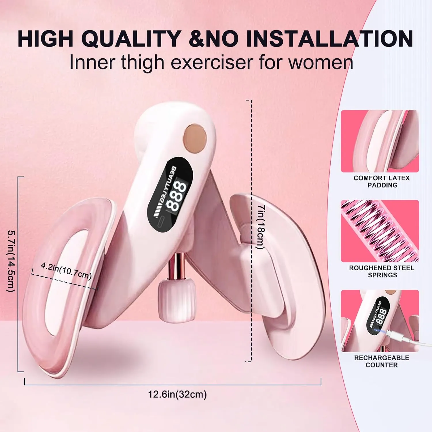 Thigh Master Thigh Exerciser for Women,Non-Slip Silicone Pads Enhanced Resistance Hip and Pelvis Trainer, Inner Thigh Exercise Equipment Kegel Exercise Products for Women Home Gym