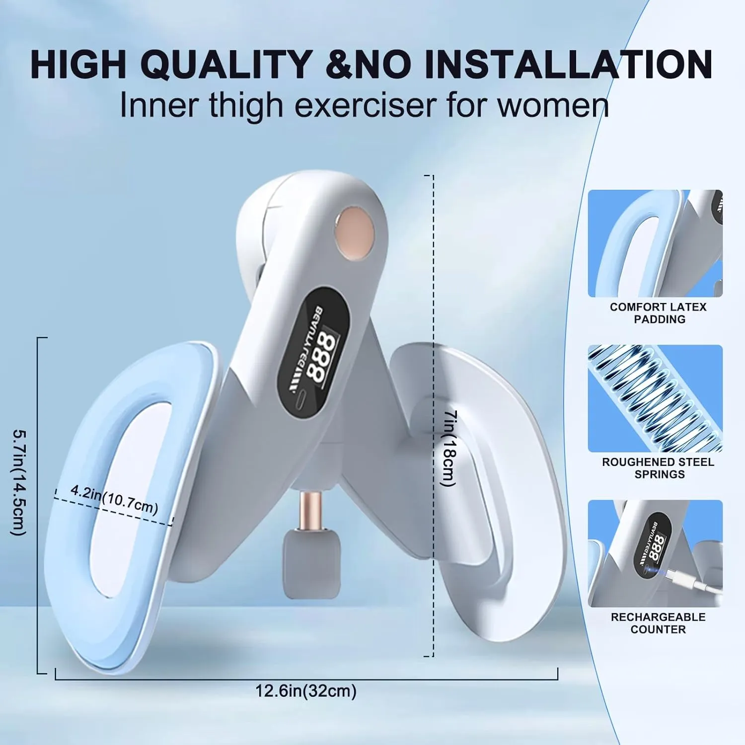 Thigh Master Thigh Exerciser for Women,Non-Slip Silicone Pads Enhanced Resistance Hip and Pelvis Trainer, Inner Thigh Exercise Equipment Kegel Exercise Products for Women Home Gym