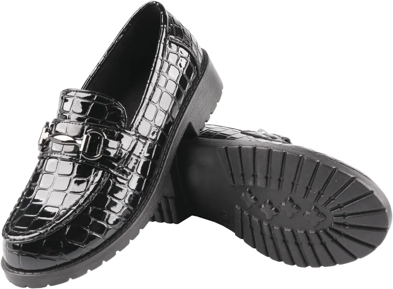 TMA EYES Women's Fashion Pointed-Toe Loafers Comfort Retro Lace-up Leather Shoes with Rivet Decor Versatile Commuting Shoes
