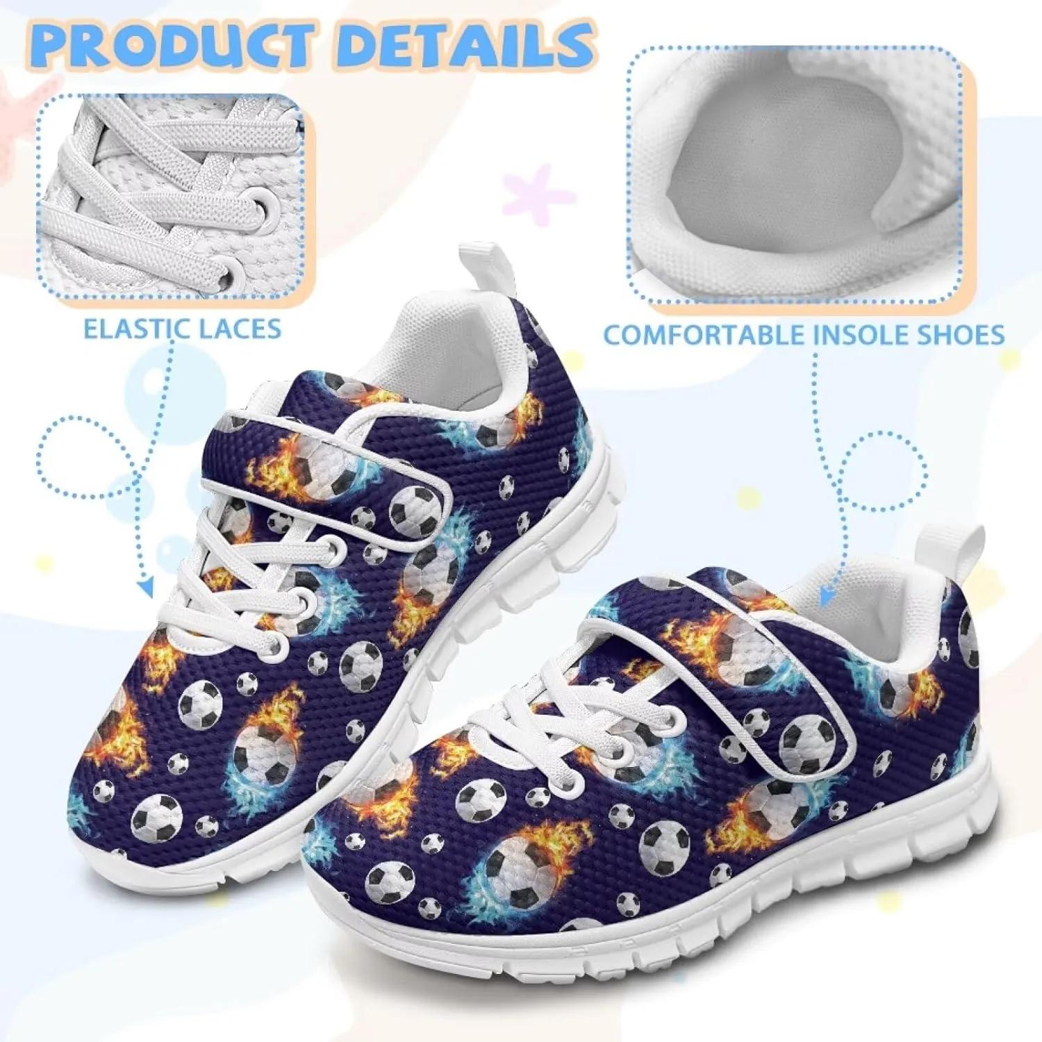 Toddler Boys Girls Sneakers Comfaortable Lace Up Outdoor Shoes Lightweight Soft Air Shoes for Parks US 11-15 White Sole