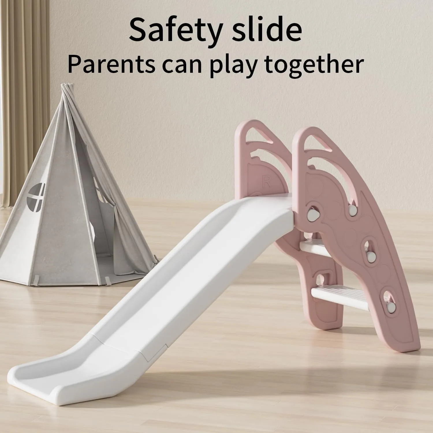 Toddler Slide Large Play Climber Slide PlaySet with Extra Long Slipping Slope Indoor Slide Kids Slide Toddler Playground Toddler Slide Outdoor Toys for Toddlers (Pink)
