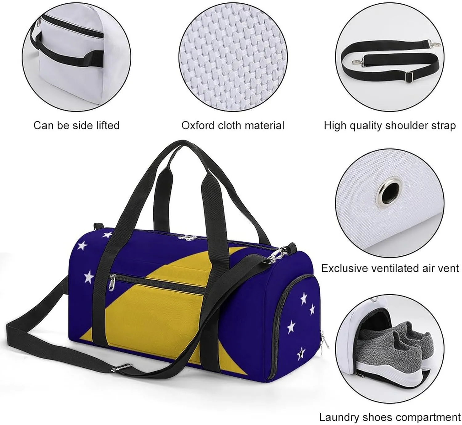 Tokelau Flag Duffle Bag for Sports Lightweight Waterproof Gym Bag with Shoe Compartment