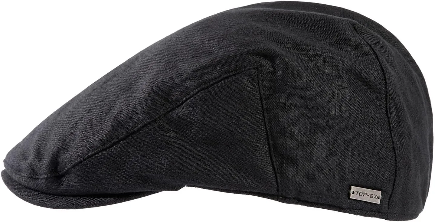 TOP-EX L/XL/XXL 100% Natural Linen Flat Cap Summer Cooling Newsboy Cap