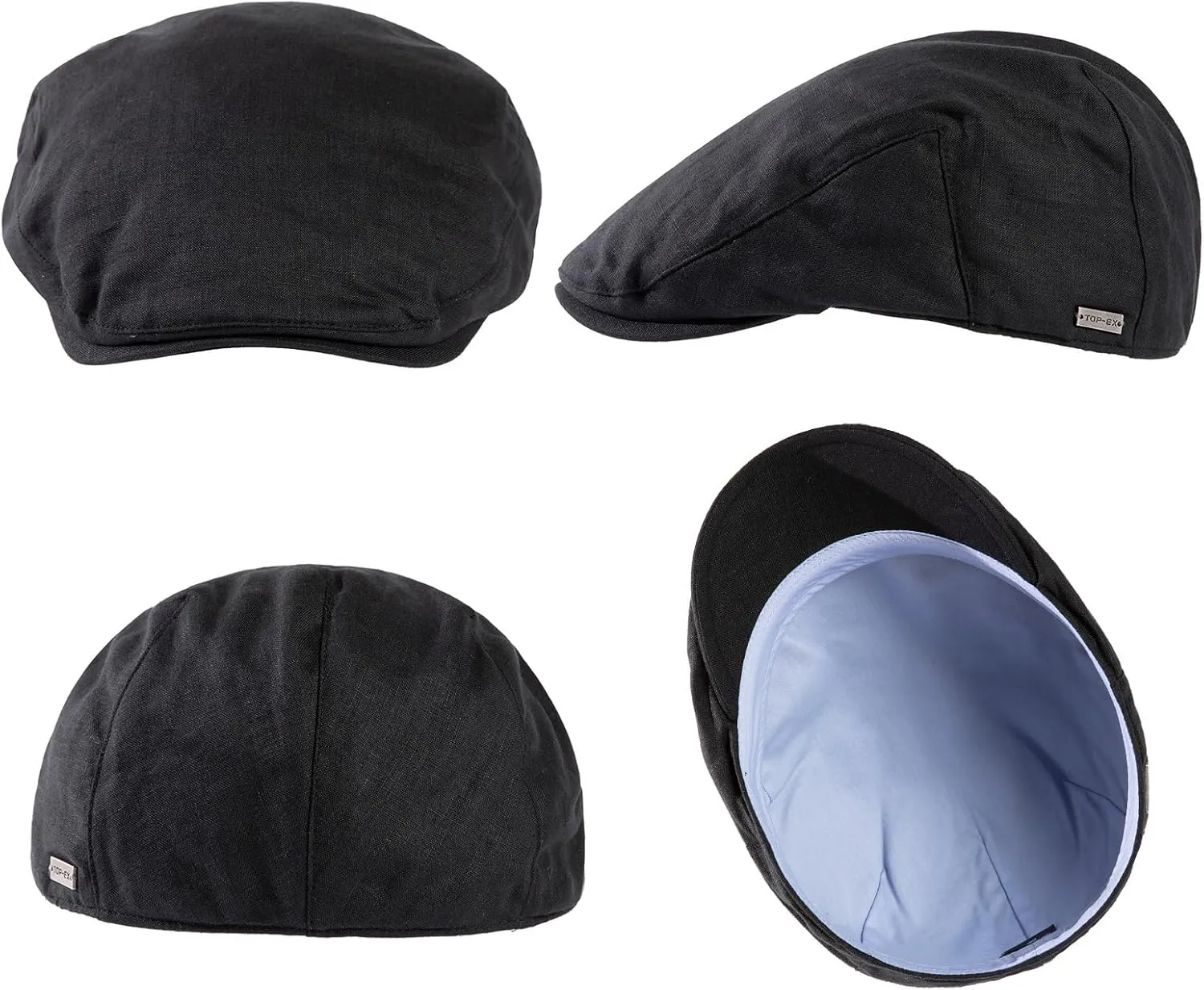 TOP-EX L/XL/XXL 100% Natural Linen Flat Cap Summer Cooling Newsboy Cap