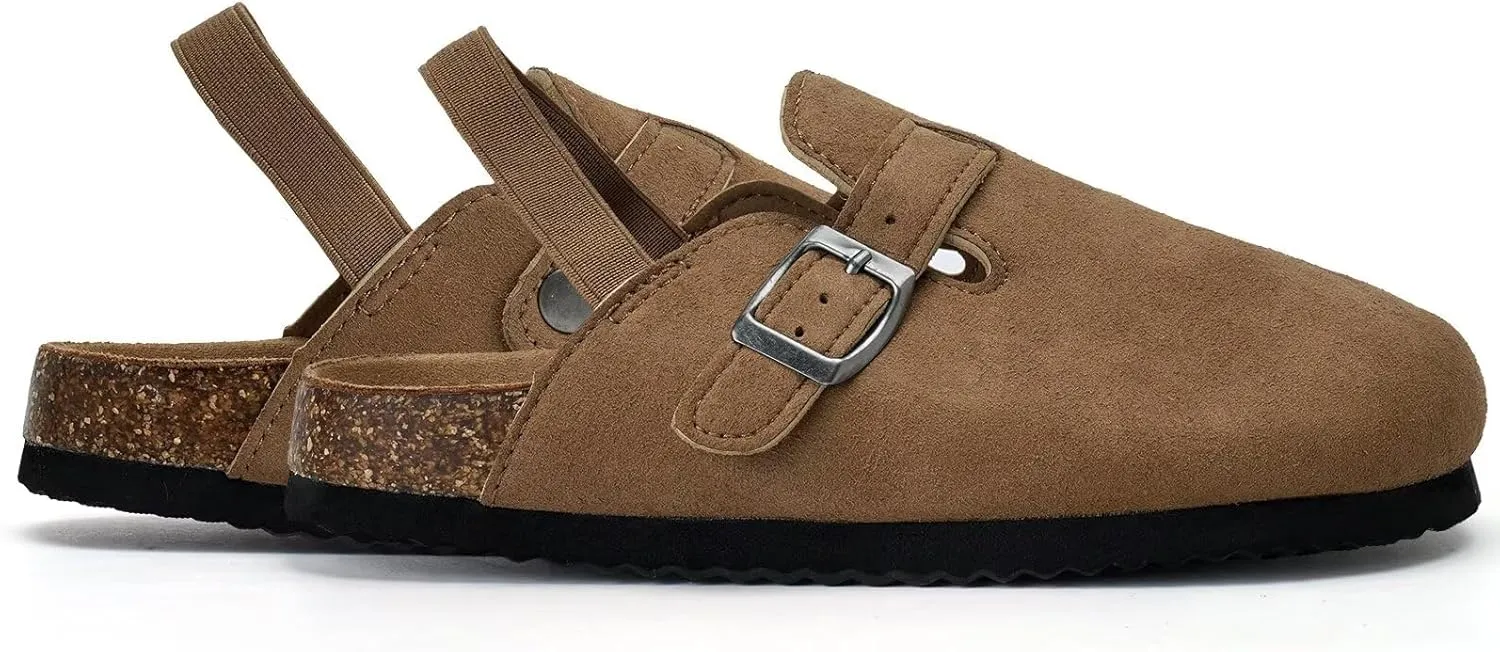 Torotto Toddler Suede Clogs Cork Footbed Kids Clogs with Arch Support & Adjustable Straps for Boys Girls Indoor & Outdoor