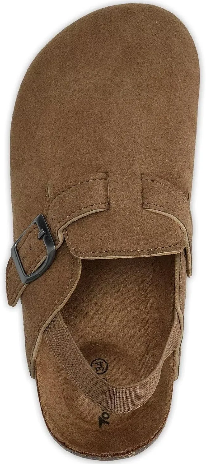 Torotto Toddler Suede Clogs Cork Footbed Kids Clogs with Arch Support & Adjustable Straps for Boys Girls Indoor & Outdoor