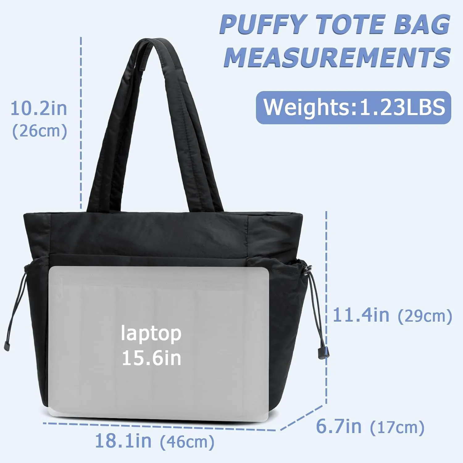 Tote Bag for Women, Lightweight Puffer Tote Bag with Compartments, Quilted Shoulder Bag Handbag with Zipper for Work