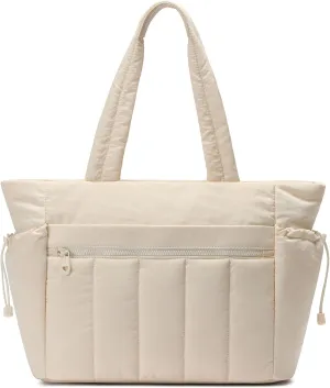 Tote Bag for Women, Lightweight Puffer Tote Bag with Compartments, Quilted Shoulder Bag Handbag with Zipper for Work