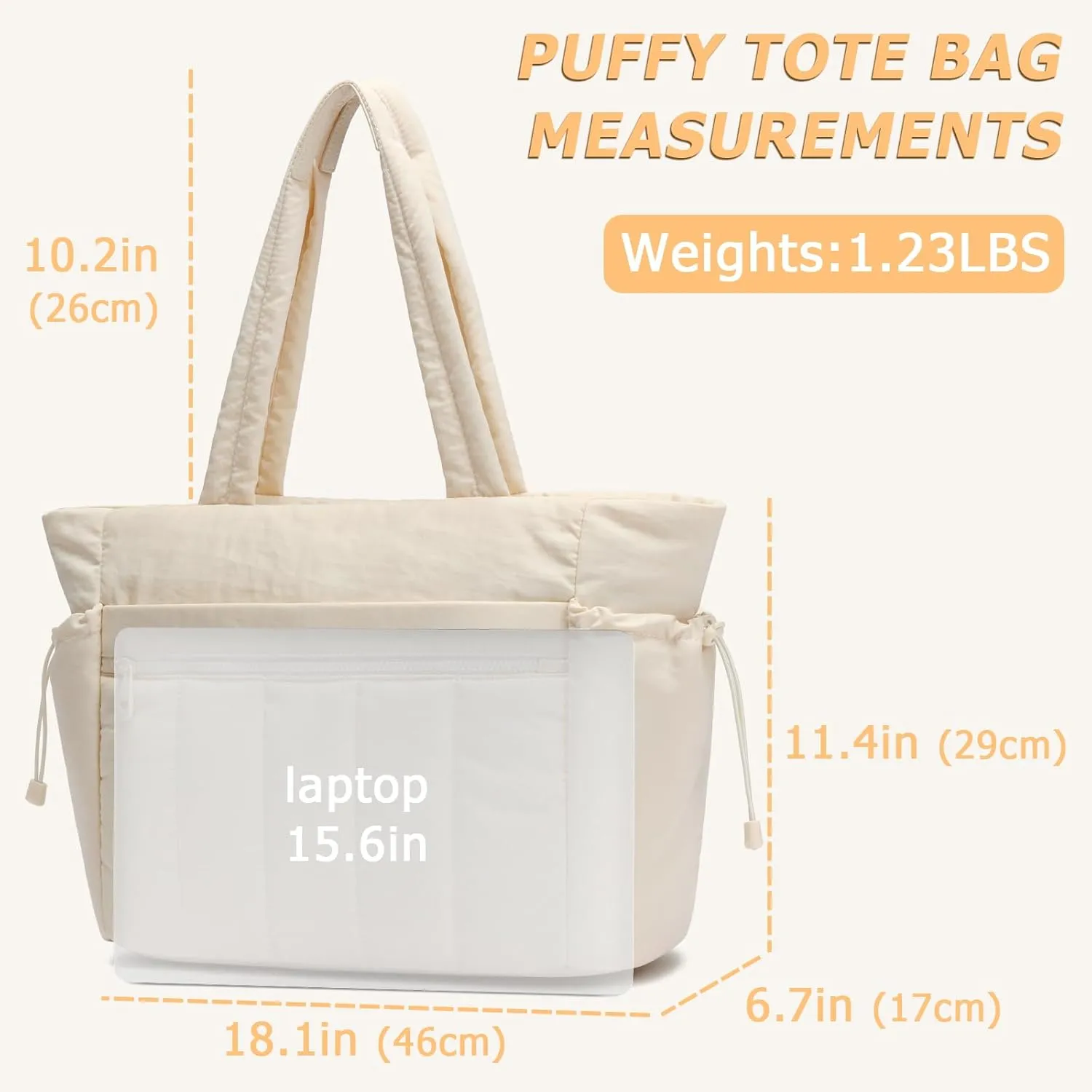 Tote Bag for Women, Lightweight Puffer Tote Bag with Compartments, Quilted Shoulder Bag Handbag with Zipper for Work