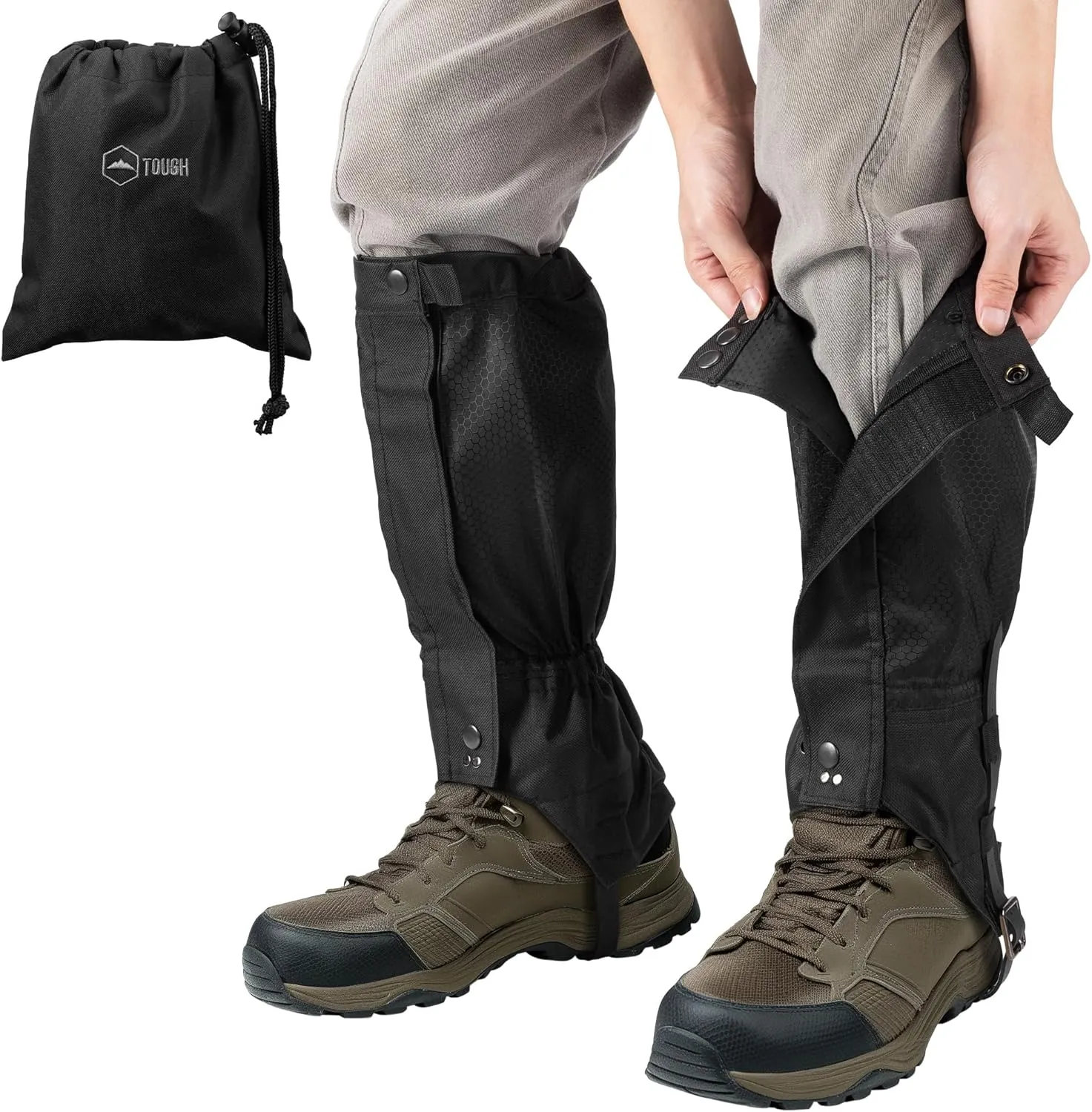 Tough Outdoors Leg Gaiters for Men and Women - Adjustable Gators for Hiking Boots - Water-Resistant Boot Gaiters for Hiking - Durable Snow Gaiters, Hiking Gaiters for Men
